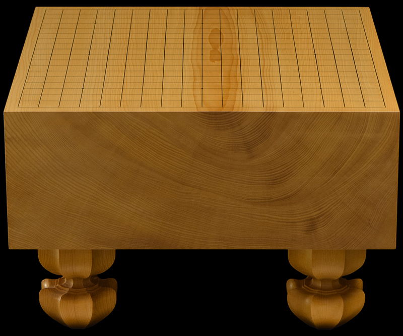 日本産本榧脚付き碁盤5.3寸　木表　布カバー桐覆い付き
