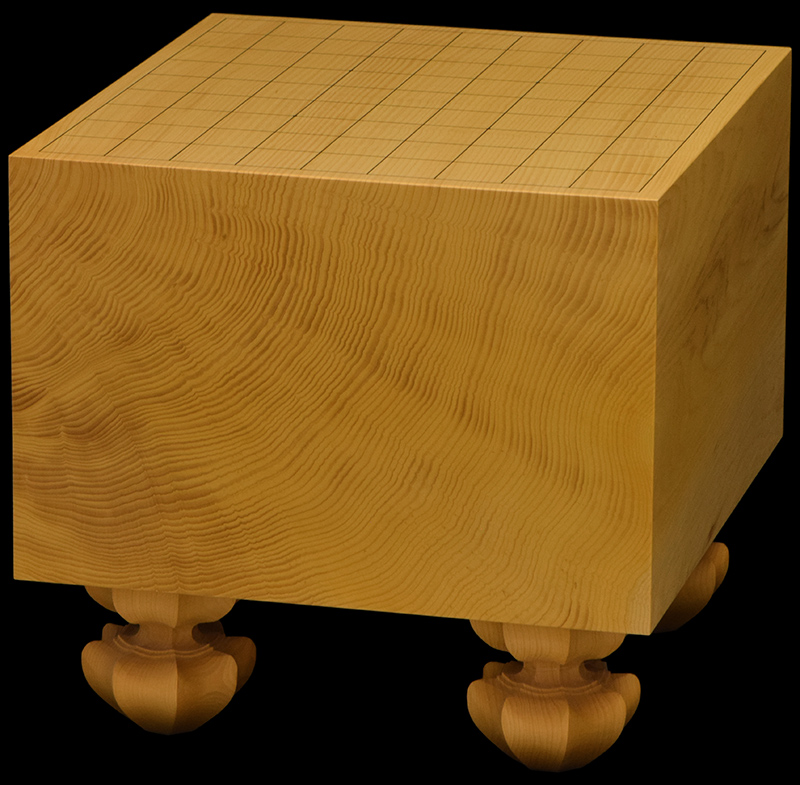 碁盤　本榧　木裏　七寸　へそ付き　盤覆いつき　7寸